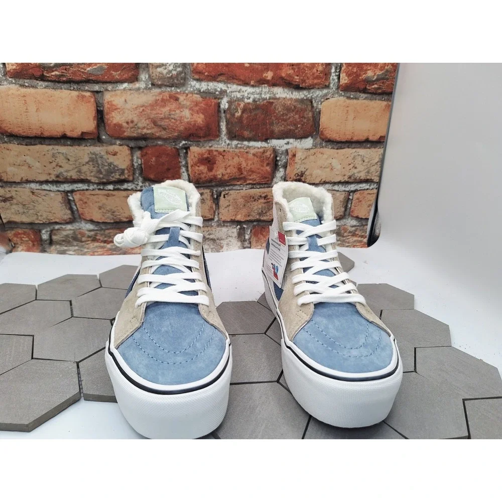 VANS Old Stack Platform Lift Shoes Sk8 Sherpa Faux Fur Stackform Women Sz 8 Knu